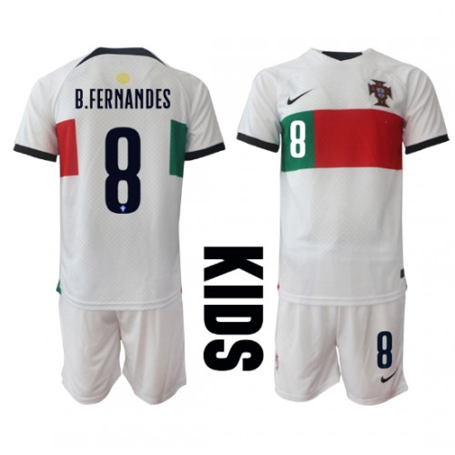 Fotbalové Dres Portugalsko Bruno Fernandes #8 Dětské Venkovní MS 2022 Krátký Rukáv (+ trenýrky)